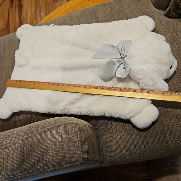 Lamby Cream Color with Mint Green Satin Bow Baby Mat Like New - Picture 8 of 12